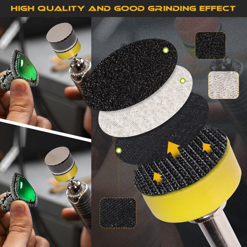 GOH DODD 185 PCS 1 Inch Sanding Disc, GOH DODD Hook and Loop 60 to 10000 Grit Wet Dry Sandpaper Sand Paper with 1/8" 1/4" Shank, Backing Pad, Foam Sanding Pads for Auto Metal Glass Resin Wood Sanding - Image 4